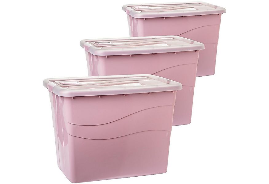 Centi Aufbewahrungsbox Große Aufbewahrungsbox mit Deckel, stapelbar, rosa ( günstig online kaufen