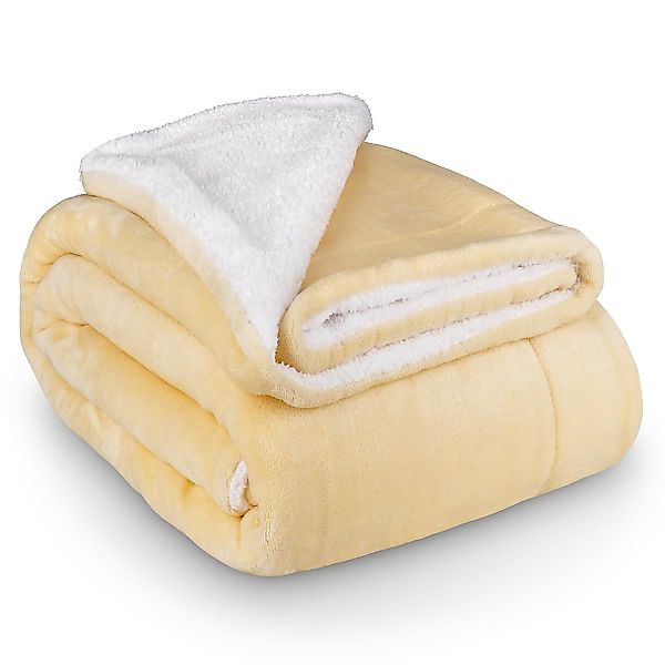 Wohndecke Kuscheldecke Wolldecke 150x200cm Vanille, HEIMWERT, günstig online kaufen