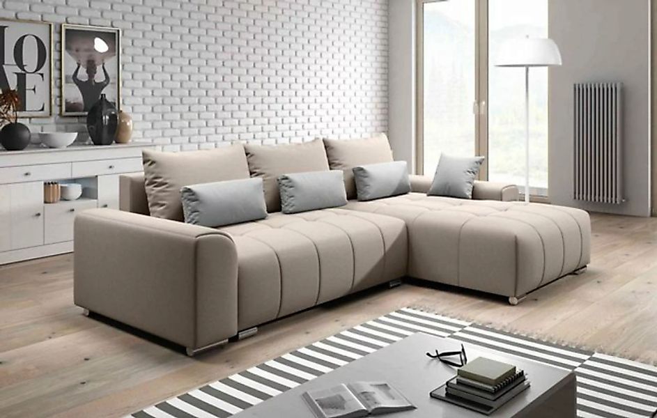 Furnix Ecksofa LORETA Sofa Schlafsofa Eck-Couch mit Schlaffunktion, Bettkas günstig online kaufen