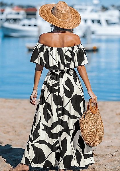 Cupshe Maxikleid Rüschen Oberteil mit Schulterausschnitt und Schlitz mit Vo günstig online kaufen