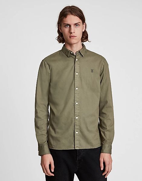 AllSaints – Hawthorne – Hemd in Grün günstig online kaufen