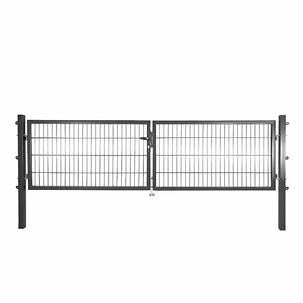 Solid Doppeltor Stahl Anthrazit mit Füllung für Doppelstabmatte 80 cm x 300 günstig online kaufen
