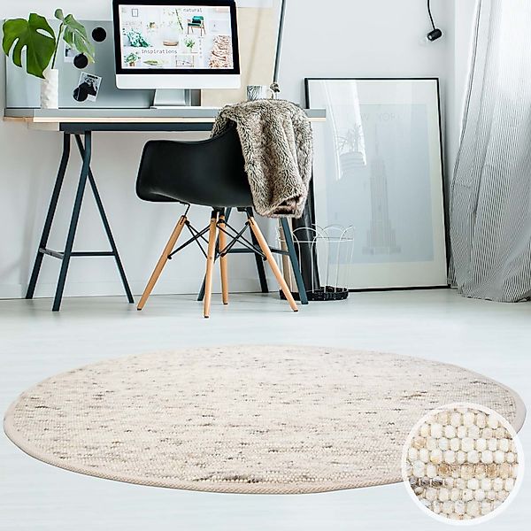 TaraCarpet Wollteppich TaraCarpet Handwebteppich Frankeneck, rund, günstig online kaufen