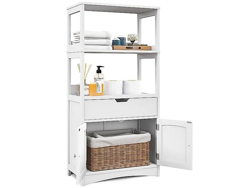 COSTWAY Mehrzweckschrank Bücherschrank mit Türen & 3 Regalen & Schublade günstig online kaufen