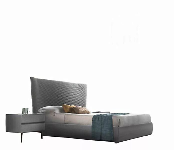JVmoebel Bett Luxus Schlafzimmer Bett Designer Möbel Grau Textil Holz Neu ( günstig online kaufen
