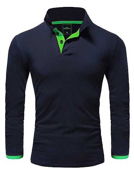 REPUBLIX Poloshirt LEX Herren Basic Langarm Kontrast Polo Hemd günstig online kaufen