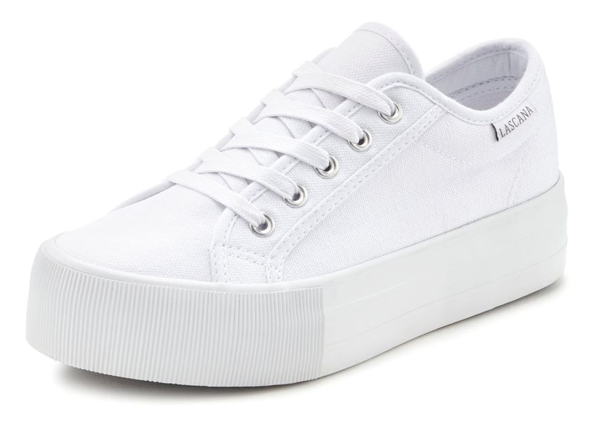 LASCANA Sneaker Schnürhalbschuh, Freizeitschuh aus Textil mit Plateausohle günstig online kaufen