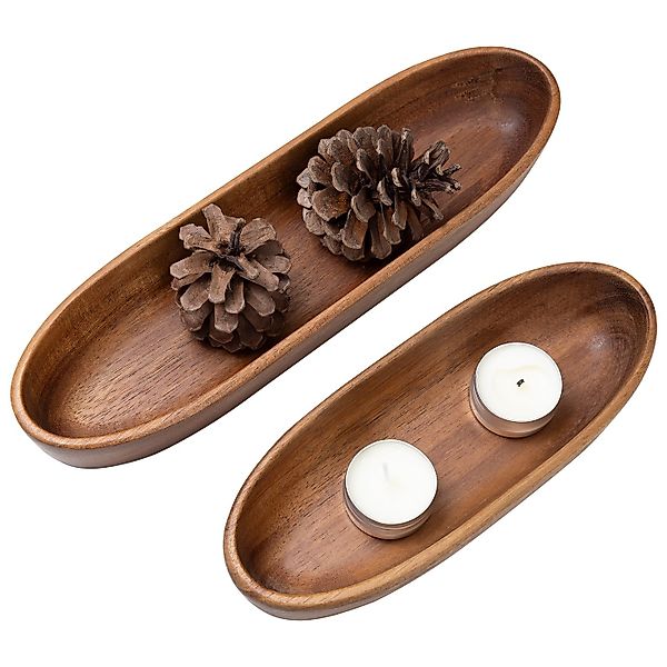 Navaris Aufbewahrungskorb 2er Set Holzschale 2x Dekoschale aus Akazienholz günstig online kaufen