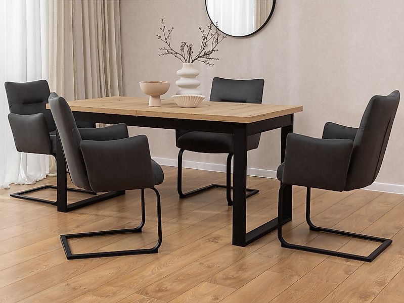 S-Style Möbel Polsterstuhl 2er Set Hera Mikrofaser Anthrazit mit Freischwin günstig online kaufen