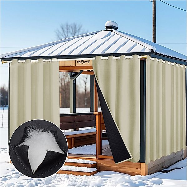 Jibenhome Outdoorgardine Outdoor Vorhang Wetterfest Wärmeisolierend günstig online kaufen