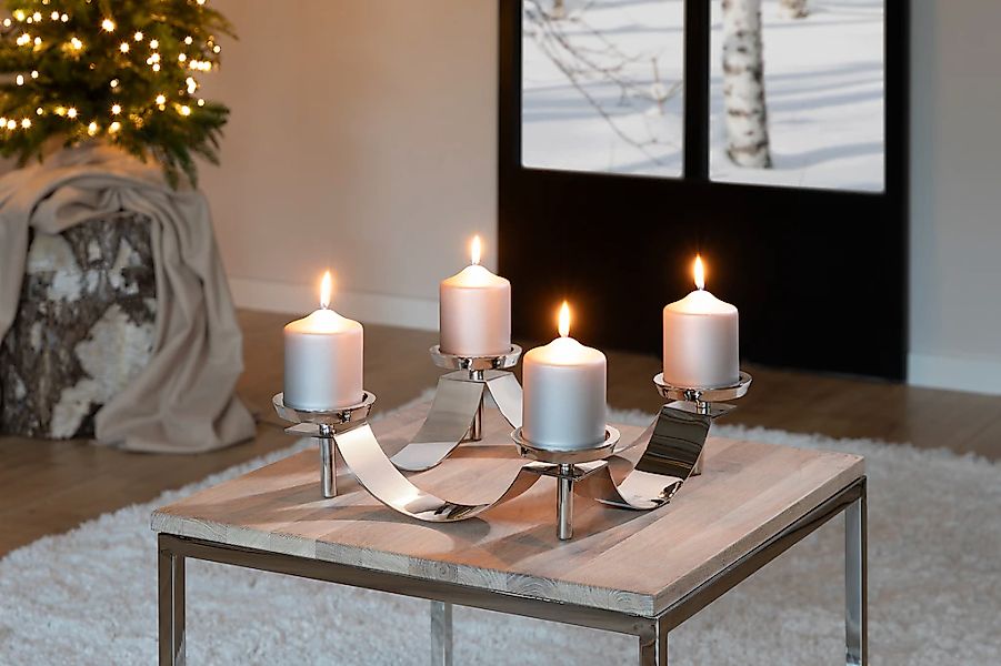 Gallery Weihnachtskranz 4- flammig - geschwungene Form günstig online kaufen