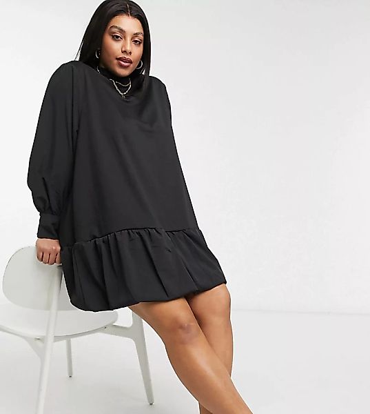 Vero Moda Curve – Mini-Sweatshirtkleid mit Schößchen und voluminösen Ärmeln günstig online kaufen