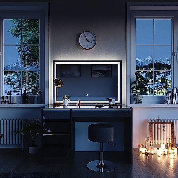 Vicco Schminktisch Sherry, Schwarz, 120 cm günstig online kaufen