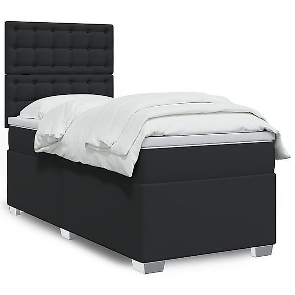 vidaXL Boxspringbett, Boxspringbett mit Matratze Schwarz 90x200 cm Kunstled günstig online kaufen