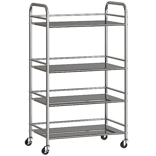 HOMCOM Rollwagen, Küchenwagen mit 4 Ebenen, Servierwagen mit verstellbaren günstig online kaufen