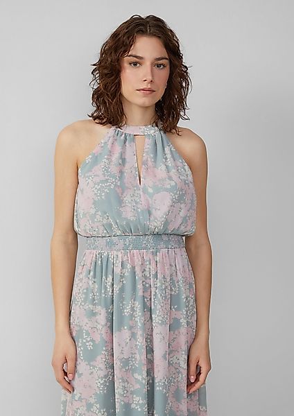 QS Maxikleid Langes Chiffonkleid mit Smok-Detail günstig online kaufen