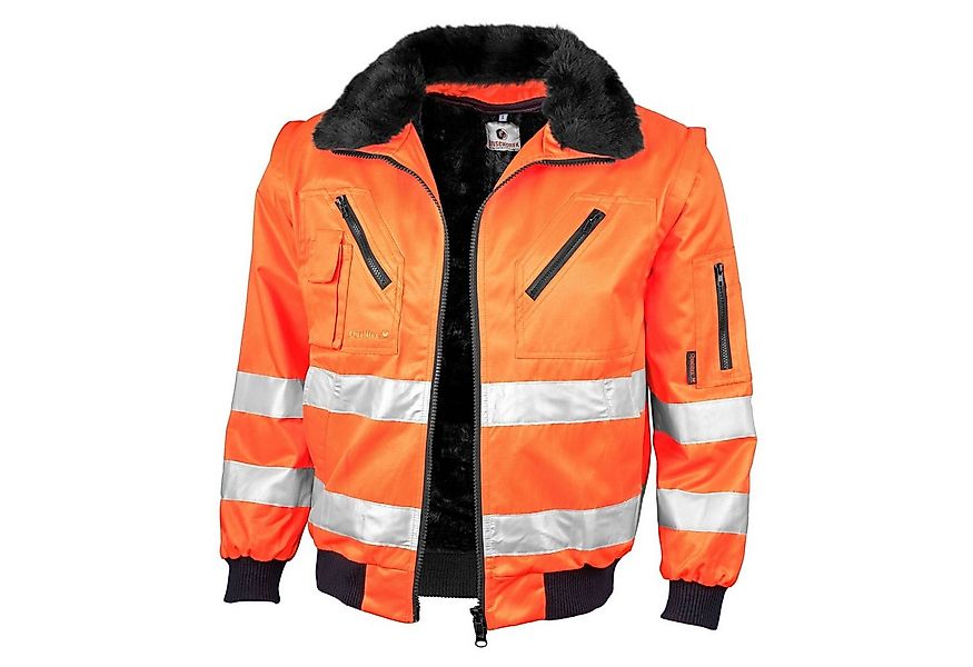 Qualitex Workwear Pilotenjacke signalfarbe 4-in-1 Arbeitsjacke aus Mischgew günstig online kaufen