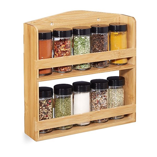 relaxdays Gewürzregal Bambus Gewürzregal 10 Gläser günstig online kaufen