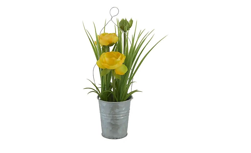 Ranunkel im Zinktopf   ¦ gelb ¦ Kunststoff,Eisen,Polyester ¦ Maße (cm): H: günstig online kaufen