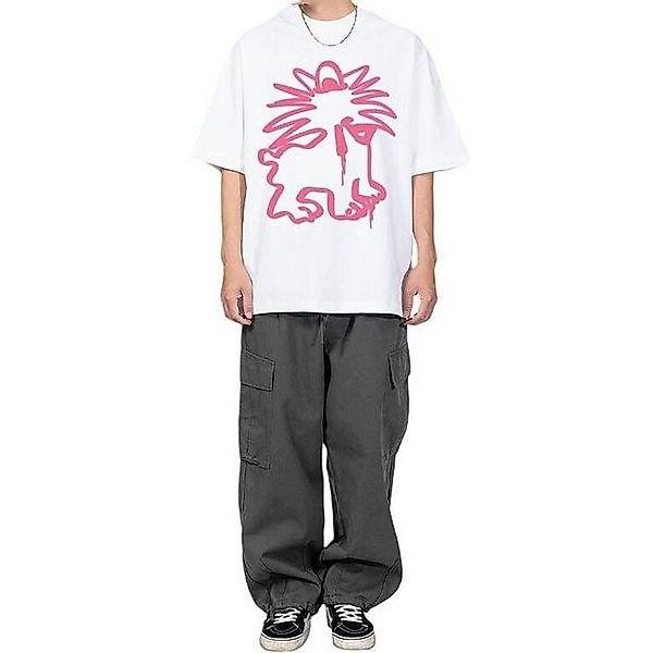 YRIIOMO Kurzarmshirt Kurzarm T Shirt im japanischen Retro Stil mit lockerem günstig online kaufen