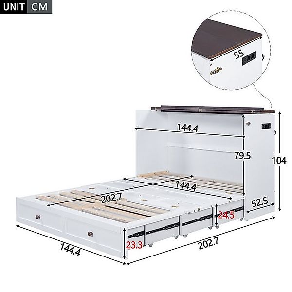 HAUSS SPOLE Schrankbett 140x200 mit Schubladen, Regal, USB und Steckdose, O günstig online kaufen