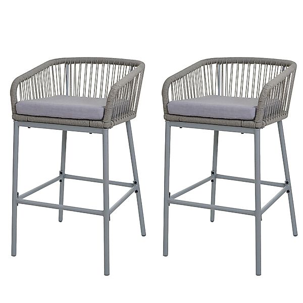 MCW Barhocker O22 2er-Set Hellgrau Kissen Hellgrau günstig online kaufen