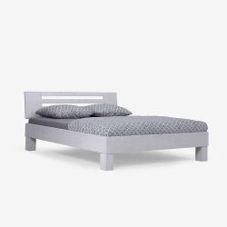 Holzbett in Weiß Buche Massivholz günstig online kaufen