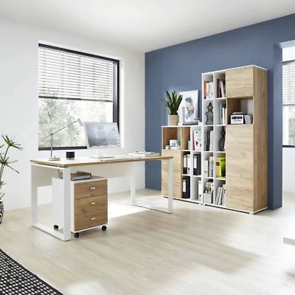 Lomadox Büromöbel-Set GENT-01 Bücherschrank Aktenschränke in Navarra Eiche günstig online kaufen