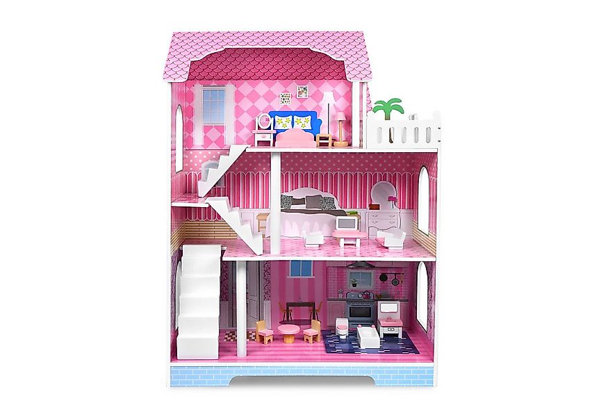 FIVMEN Puppenhaus Holzpuppenhaus MDF und Puppenstube mit 3 Etage günstig online kaufen