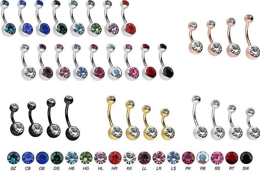 PIERCINGLINE Bauchnabelpiercing Titan Bananabell ZWEI KRISTALLE (Bananabell günstig online kaufen