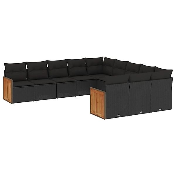 vidaXL 11-tlg Garten-Sofagarnitur mit Kissen Schwarz Poly Rattan Modell 97 günstig online kaufen