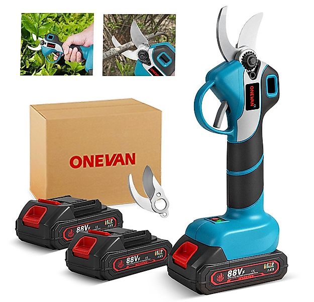 ONEVAN Akku-Astschere 30mm Elektrisch Gartenschere mit 2 Akkus & Klinge, Bü günstig online kaufen