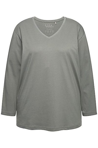 Ulla Popken Rundhalsshirt Shirt V-Ausschnitt Relaxed Langarm günstig online kaufen