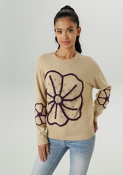 Aniston SELECTED Strickpullover vorne mit funkelnden Glitzersteinen verzier günstig online kaufen