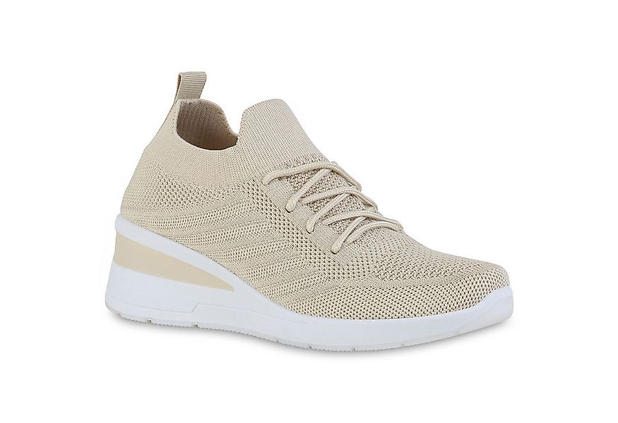 VAN HILL 840166 Wedgesneaker Damen Sneaker Wedges Schnürer Strick Profil-So günstig online kaufen