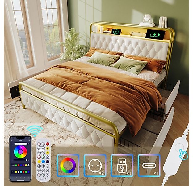 XDOVET Polsterbett Polsterbett mit aufladen USB Type C Ladefunktion APP-Con günstig online kaufen