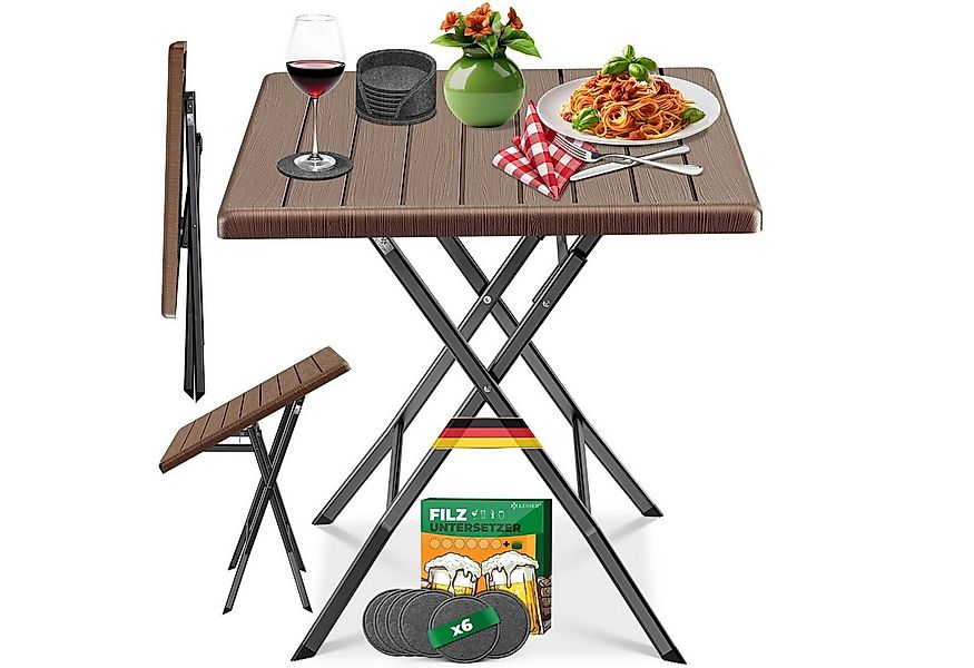 KESSER Bistrotisch Balkontisch klappbar (Gartentisch mit 6 Filz-Untersetzer günstig online kaufen