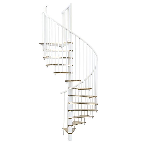 Minka Spindeltreppe Switch Ø 160 cm Eiche Weiß Raumhöhe bis 295 cm günstig online kaufen