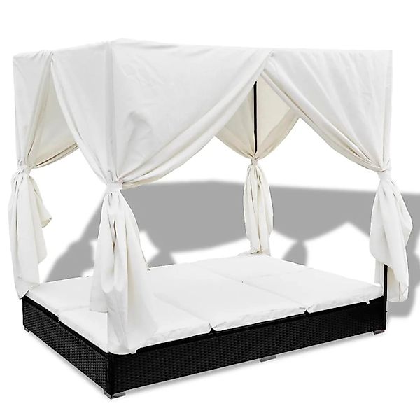 vidaXL Gartenliege Outdoor-Loungebett mit Vorhang Poly günstig online kaufen