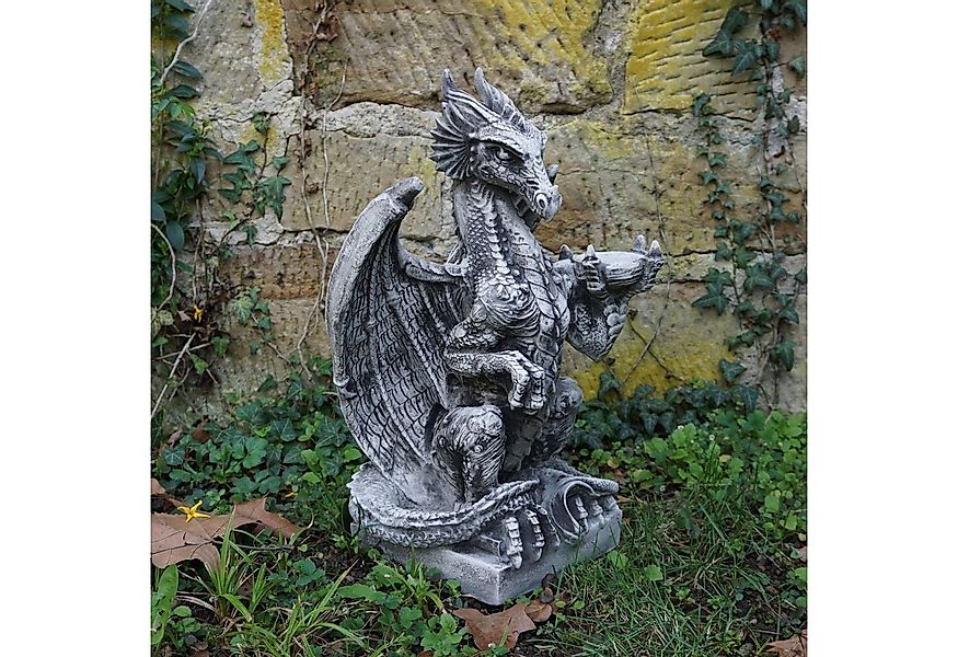gartendekoparadies.de Gartenfigur Drache auf Sockel, Steinfigur, H. 51 cm, günstig online kaufen