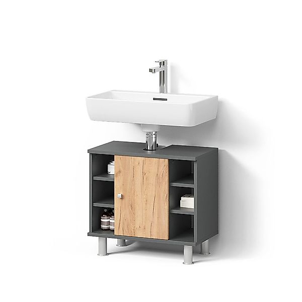 Livinity® Waschbeckenunterschrank Fucino, Goldkraft Eiche/Anthrazit, 60 günstig online kaufen