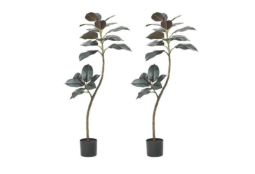 Künstliche Zimmerpflanze 2pcs Kunstkautschuk Baum Gummi mit glatten Blätter günstig online kaufen