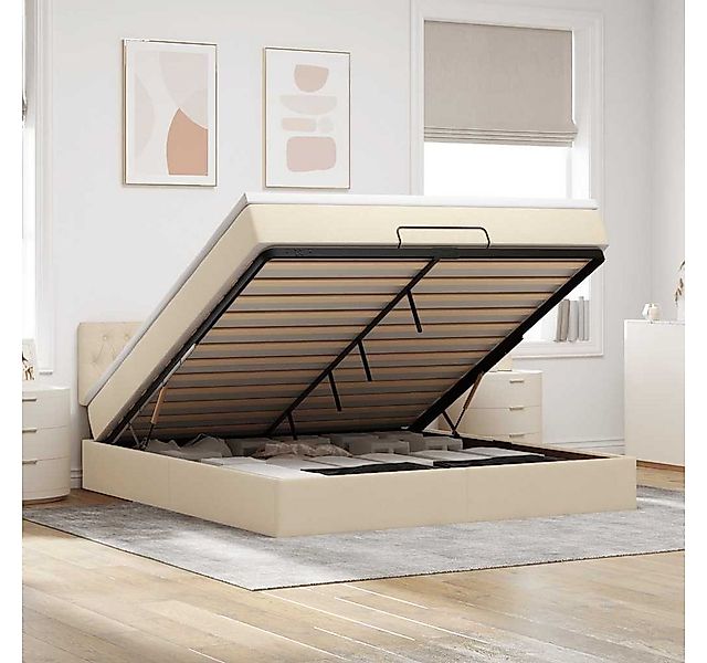 vidaXL Bett, Ottoman-Bett mit Matratze Creme 160x200 cm Stoff günstig online kaufen