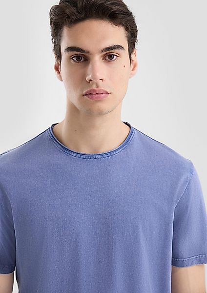 QS Kurzarmshirt Gewaschenes T-Shirt mit Rollkante günstig online kaufen