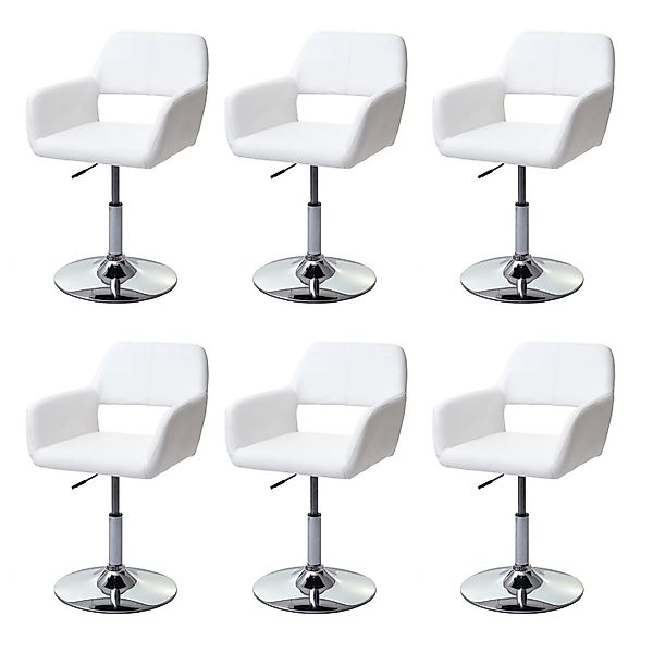 MCW Esszimmerstuhl A50 III 6er-Set Kunstleder Weiß Chromfuß günstig online kaufen