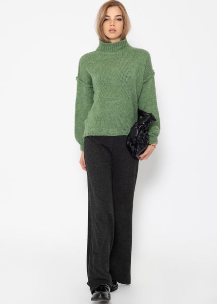 SASSYCLASSY Strickpullover Rollkragenpullover Damen mit Ziernähten günstig online kaufen