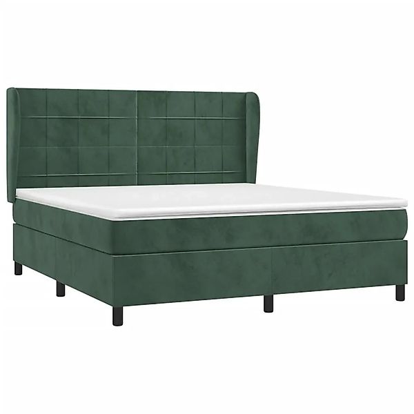 vidaXL Boxspringbett mit Matratze Dunkelgrün 160x200 cm Samt 3129222 günstig online kaufen