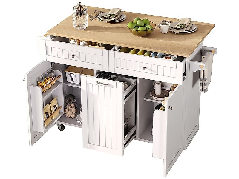 SeedWave Kücheninsel auf Rollen, mit Klappbarer Tischplatte, Ausziehbaren A günstig online kaufen