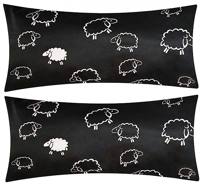 Heubergshop Kissenbezüge, (2 Stück), 40x80cm Schafe Lämmer Schwarz Weiß Kis günstig online kaufen