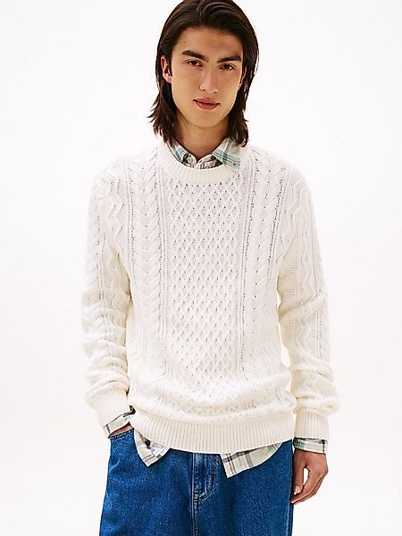 Tommy Jeans Strickpullover BADGE CABLE Slim Fit, Rundhals günstig online kaufen